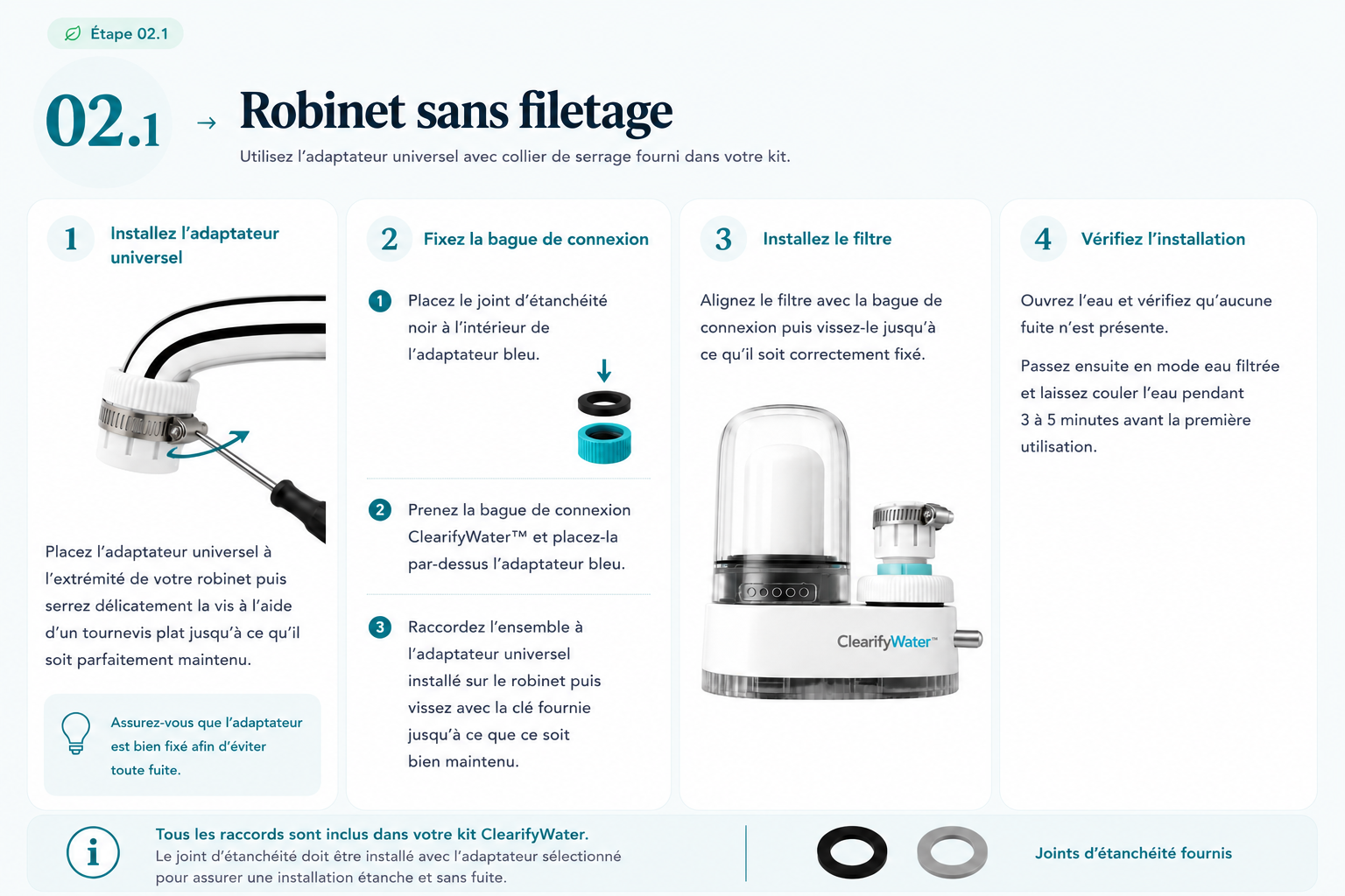 Étape 02.1 — Robinet sans filetage
