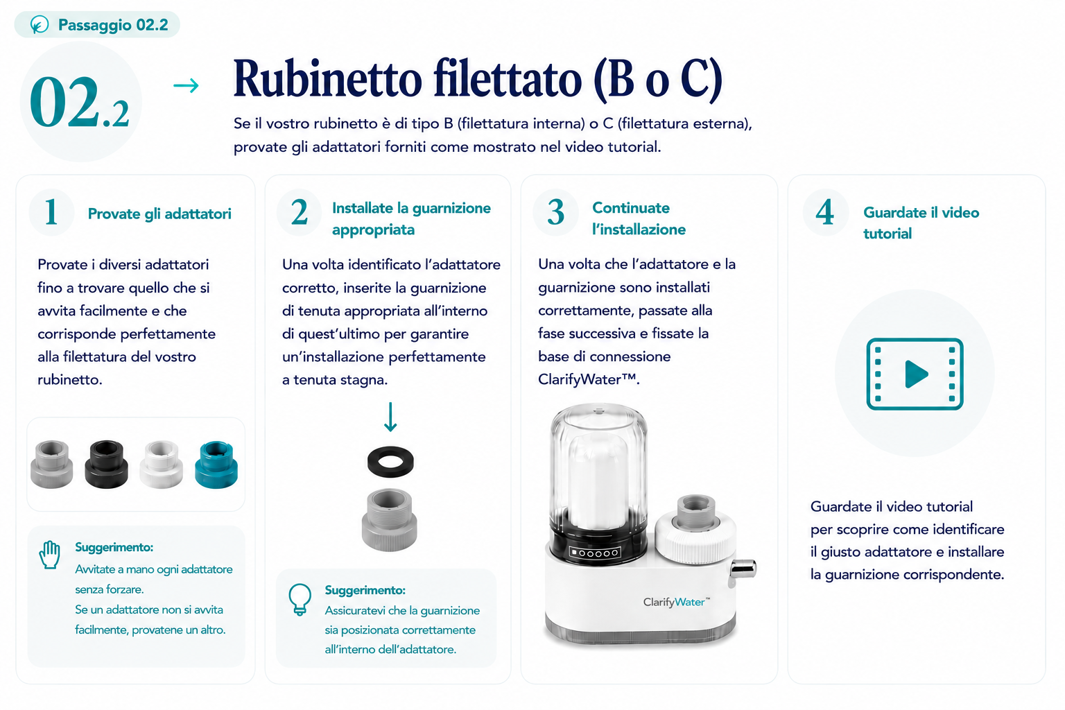 Étape 02.2 — Robinet avec filetage (B ou C)